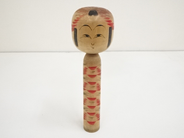 JAPANESE FOLK CRAFT / WOODEN KOKESHI DOLL / 23.7cm / SIGNED ARTISAN WORK